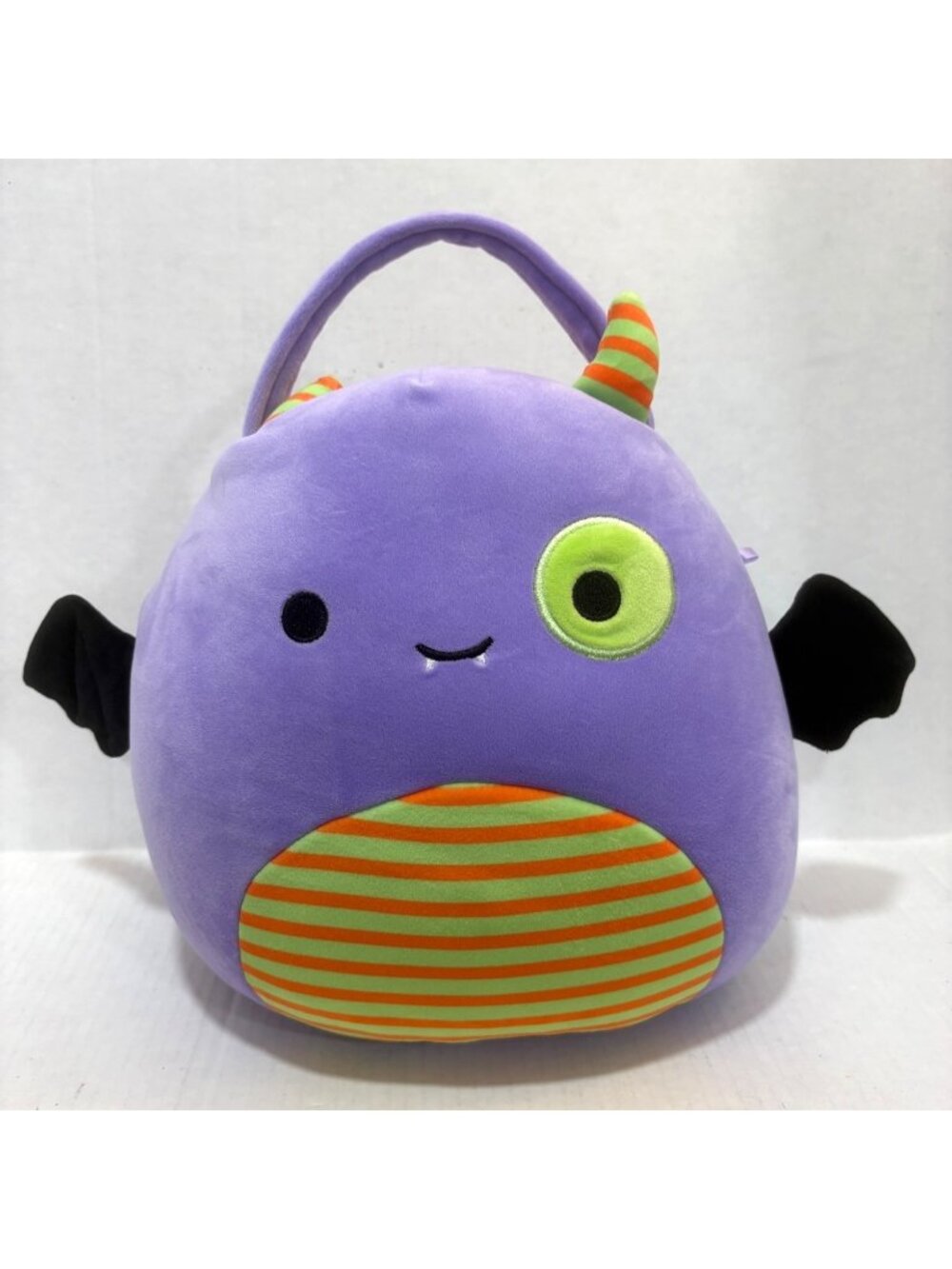 Squishmallows Halloween Plush Candy Bucket Bag 10" Purple Bat Monster Handle
